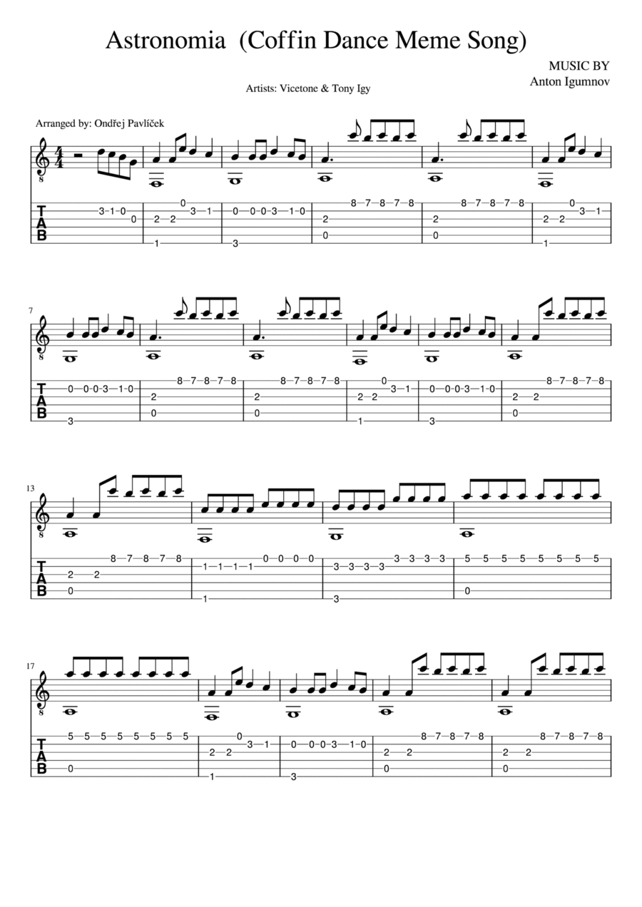 Astronomia Astronomia Classical Guitar scores gallery preview page 1