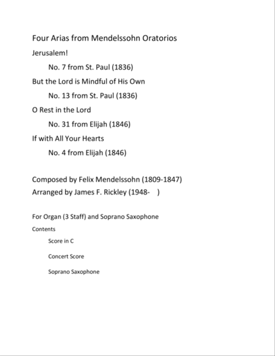 Four Arias from Mendelssohn Oratorios Woodwind Duet scores gallery preview page 1