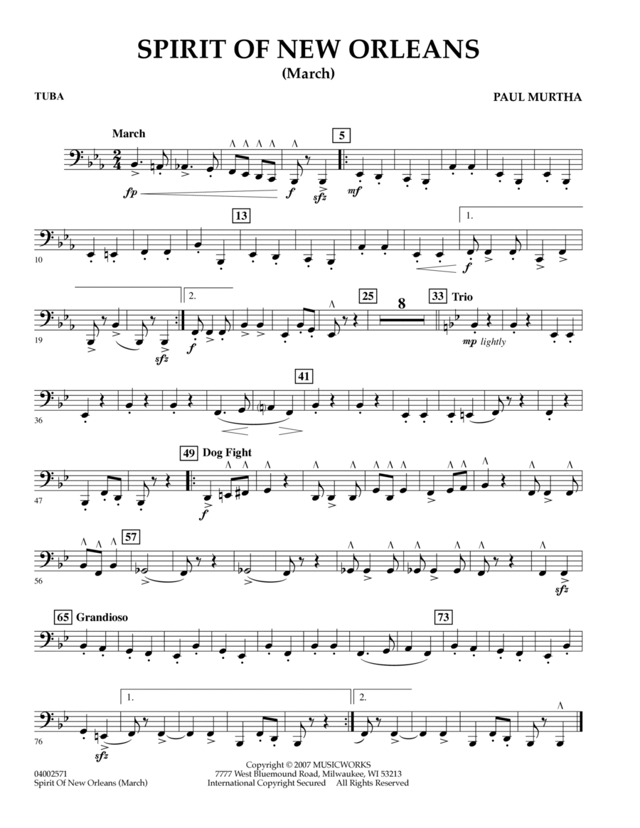 Spirit Of New Orleans (March) - Tuba Tuba scores gallery preview page 1