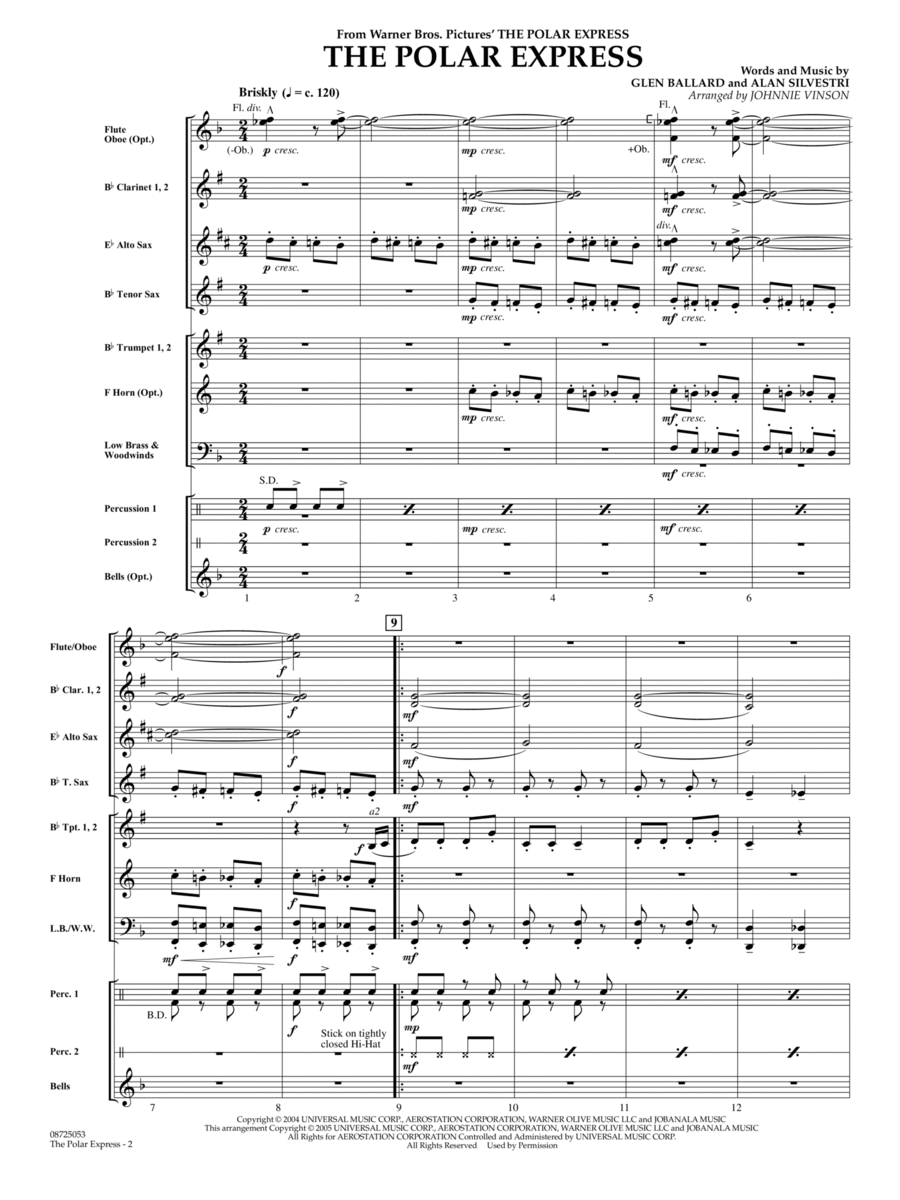 The Polar Express (Main Theme) (arr. Johnnie Vinson) - Full Score Concert Band scores gallery preview page 1