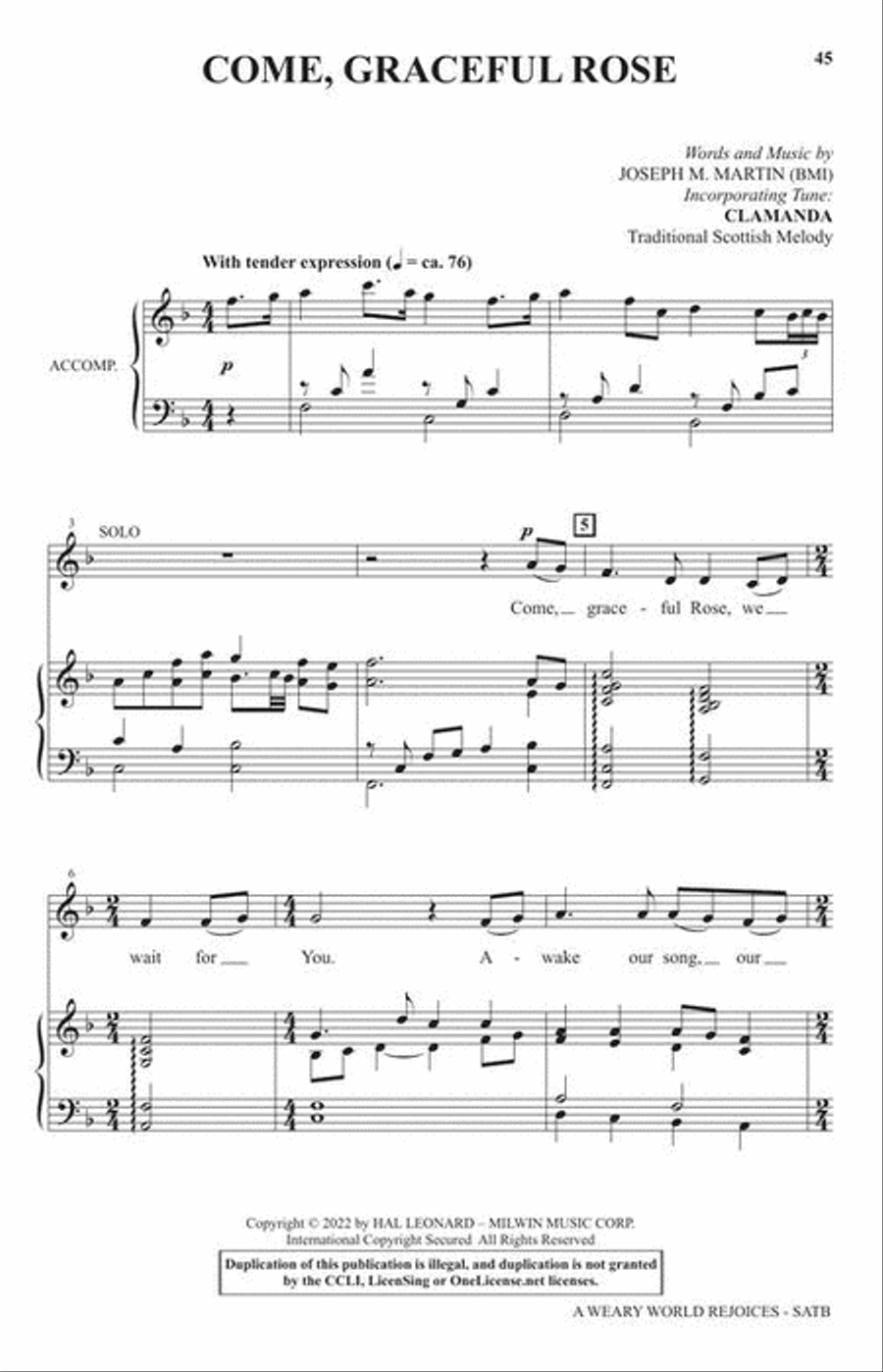 A Weary World Rejoices 4-Part scores gallery preview page 6