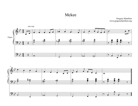 Mckee hymn tune: Alternate harmonization for Organ
