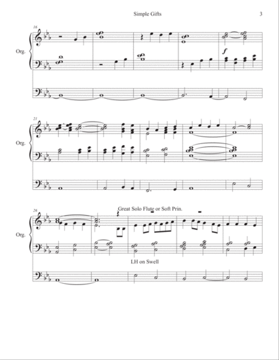 Simple Gifts Advanced organ Solo Organ Solo scores gallery preview page 3