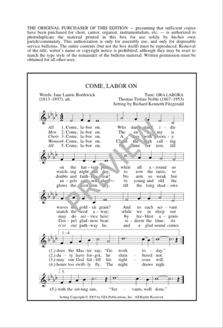 Come, Labor On 4-Part scores gallery preview page 11