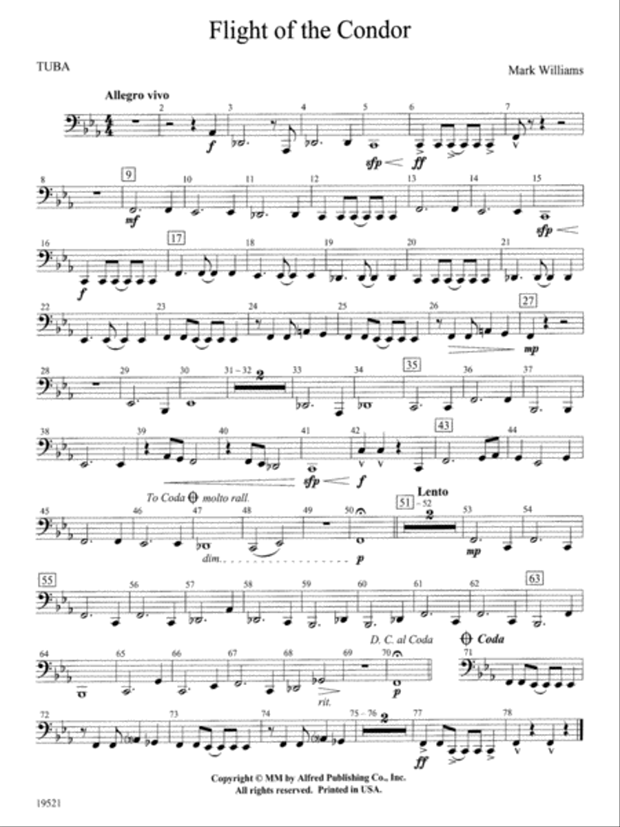 Flight of the Condor: Tuba Concert Band scores gallery preview page 1