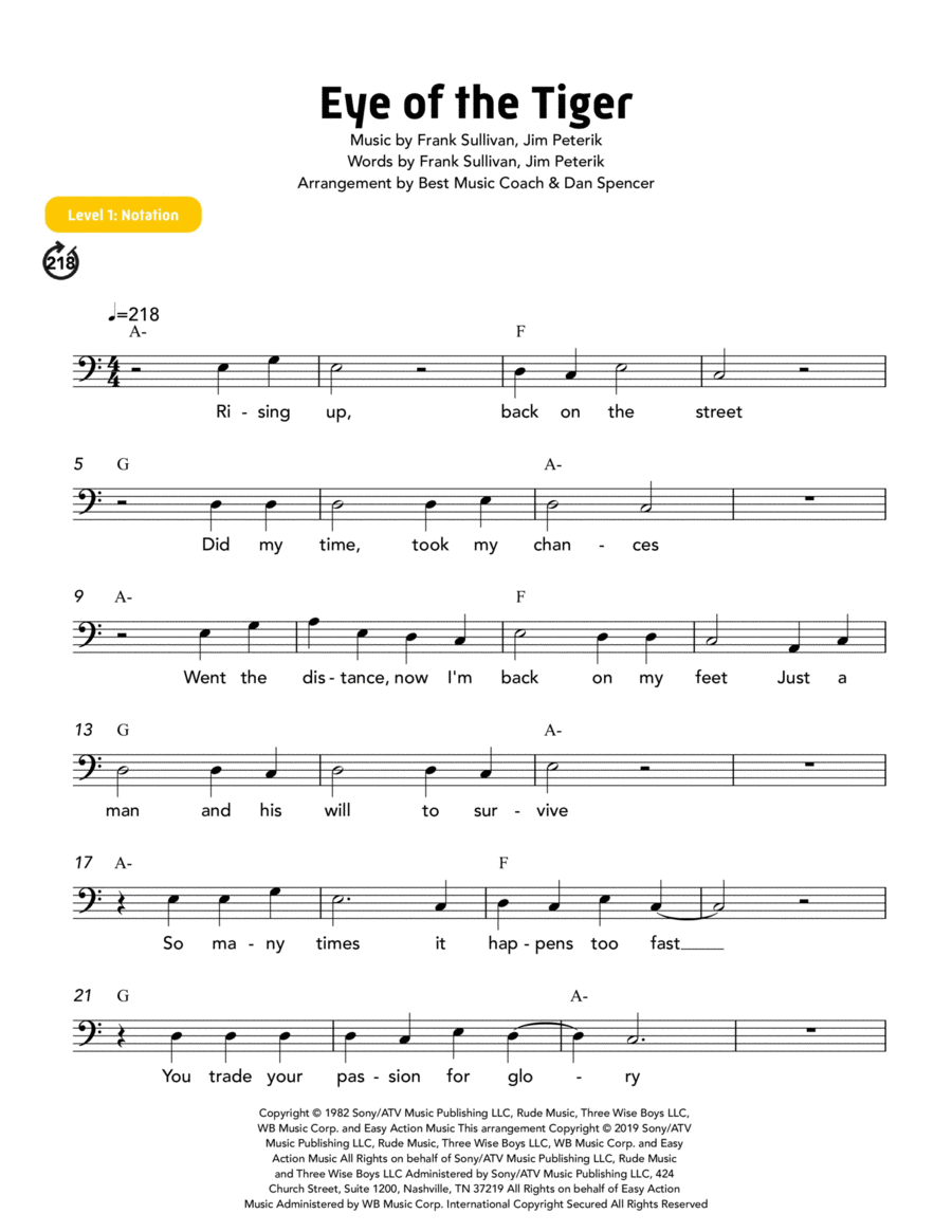 Eye Of The Tiger Double Bass scores gallery preview page 1