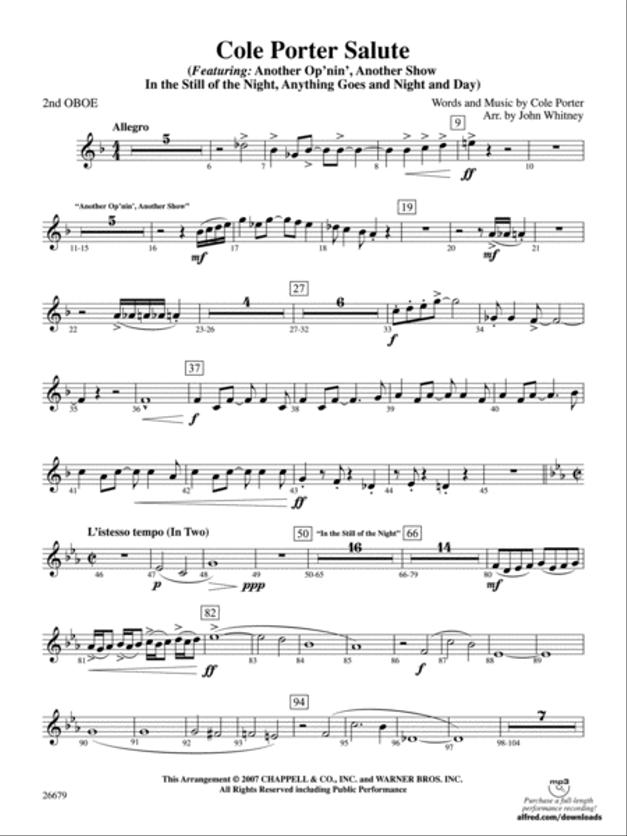 Cole Porter Salute: 2nd Oboe Full Orchestra scores gallery preview page 1