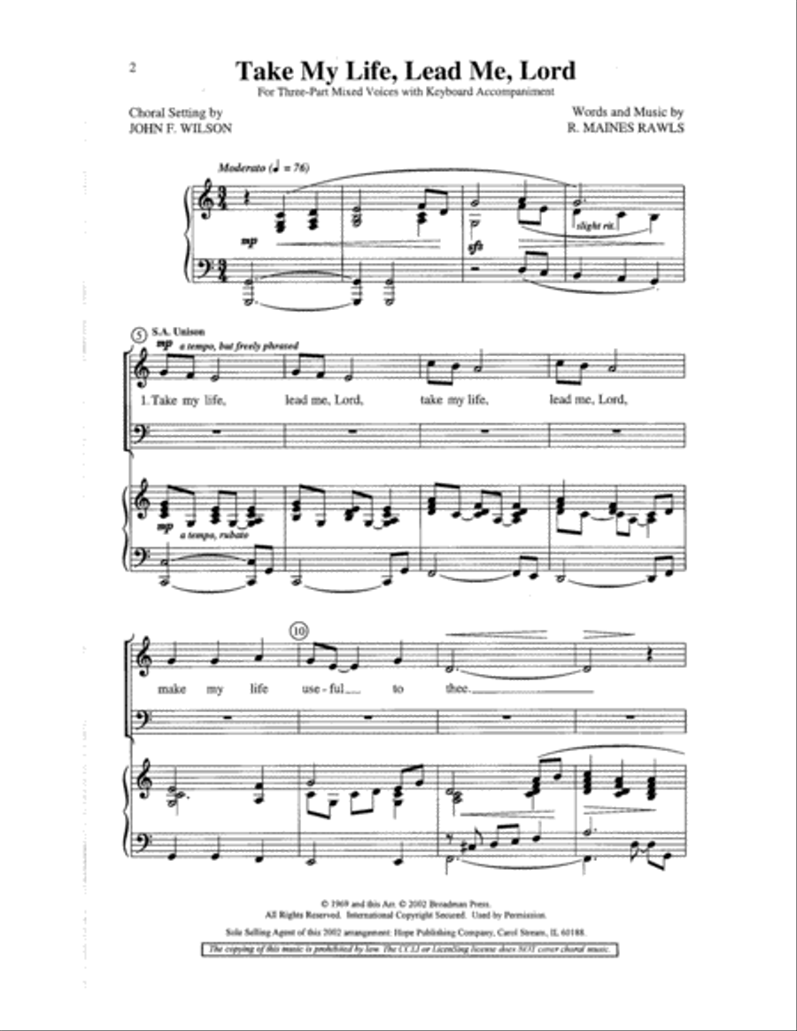 Take My Life, Lead Me, Lord 3-Part scores gallery preview page 2