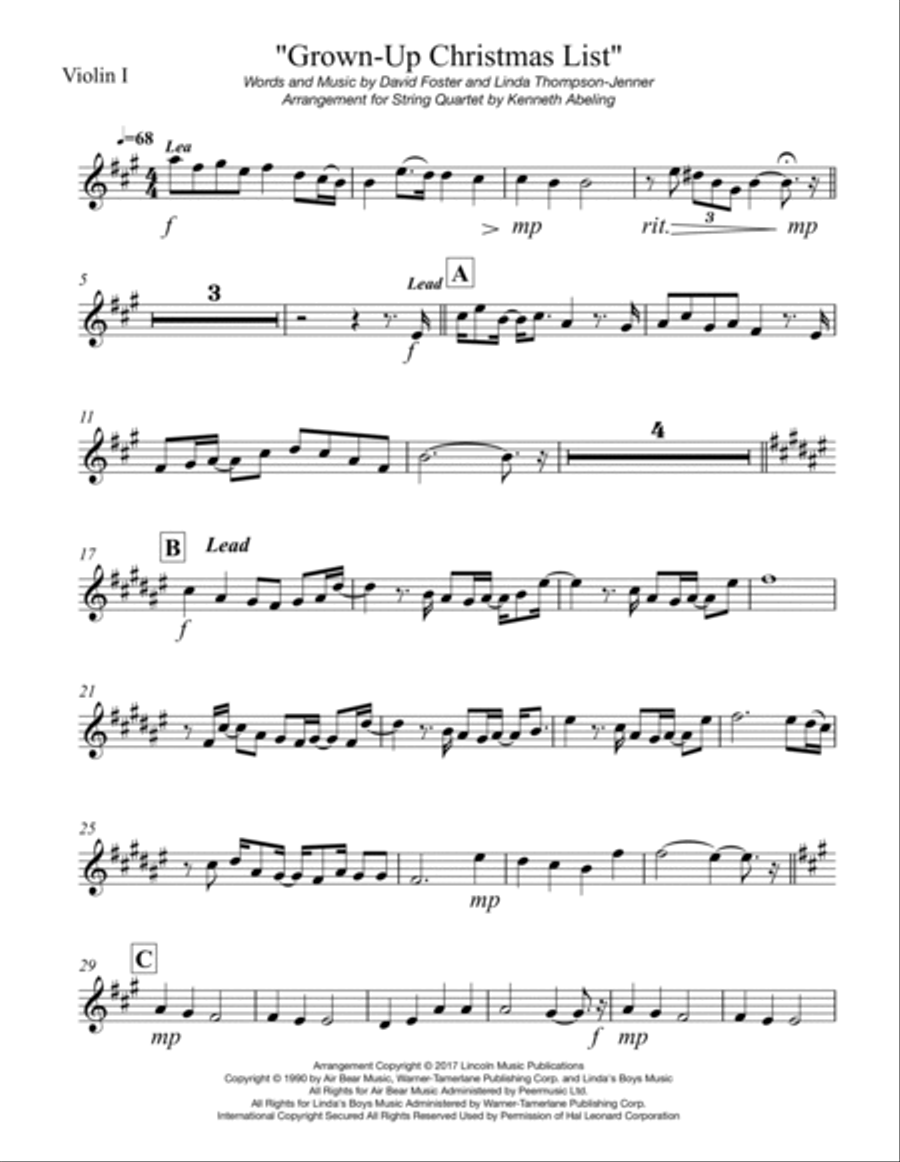Grown-Up Christmas List String Quartet scores gallery preview page 6