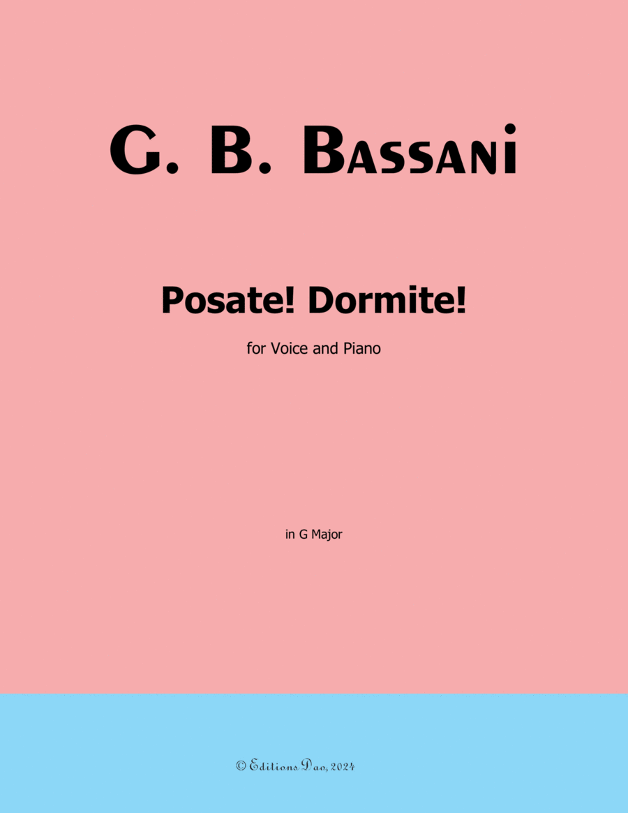 Posate! Dormite! by Bassani, in G Major Voice scores gallery preview page 1