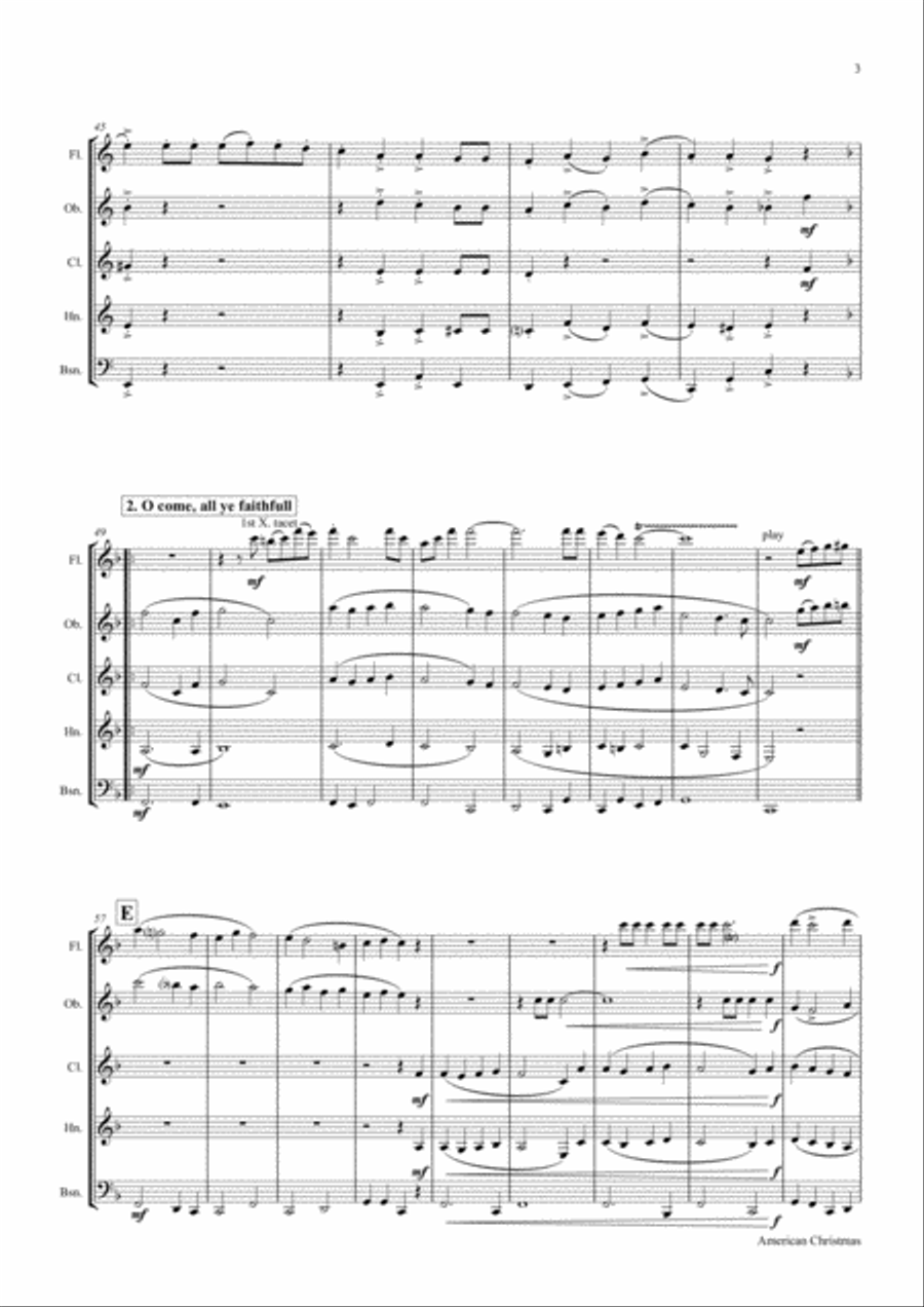 American Christmas - Mash up Rondo of best Christmas Songs - Wind Quintet Woodwind Quintet scores gallery preview page 4