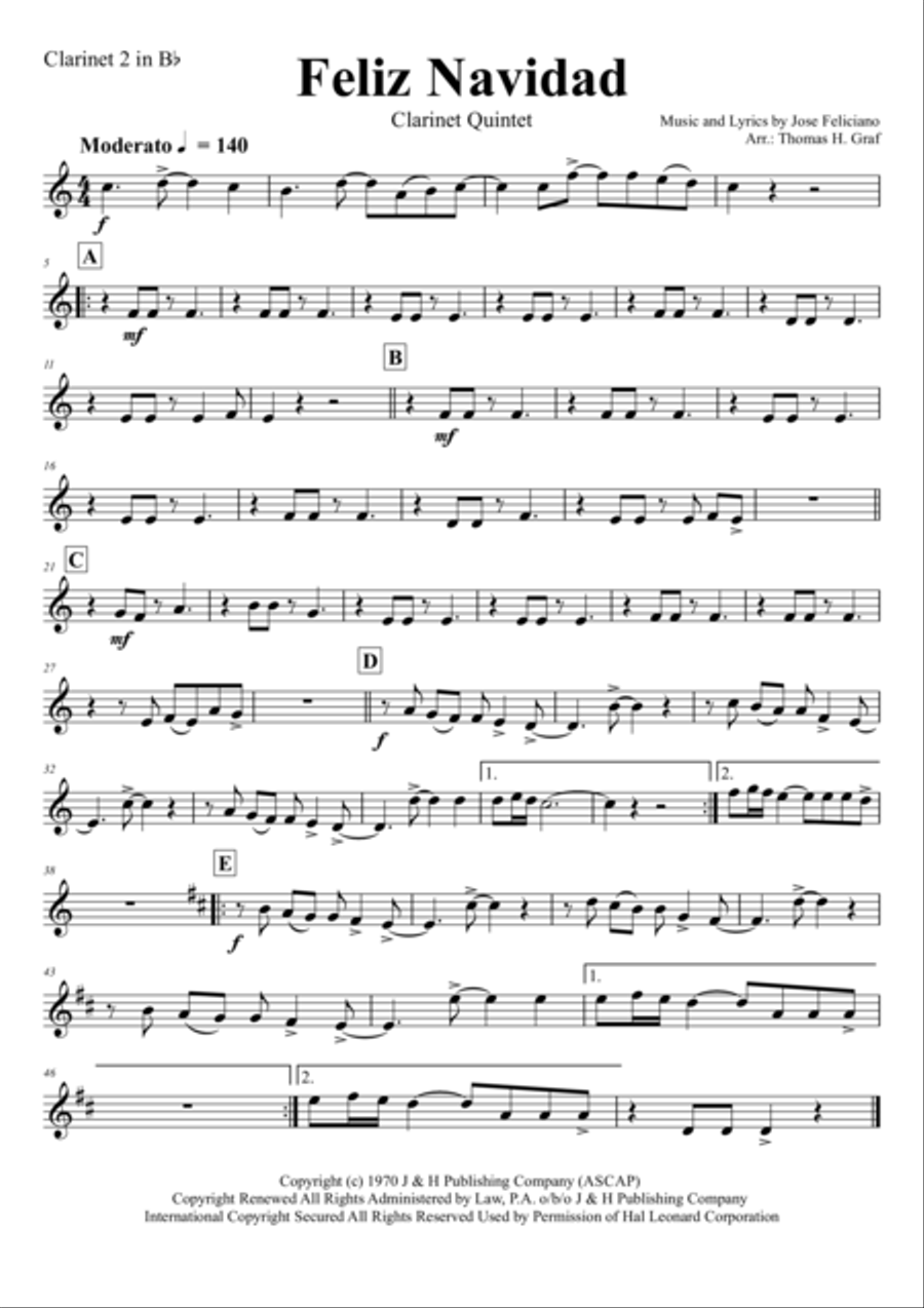 Feliz Navidad Woodwind Ensemble scores gallery preview page 5