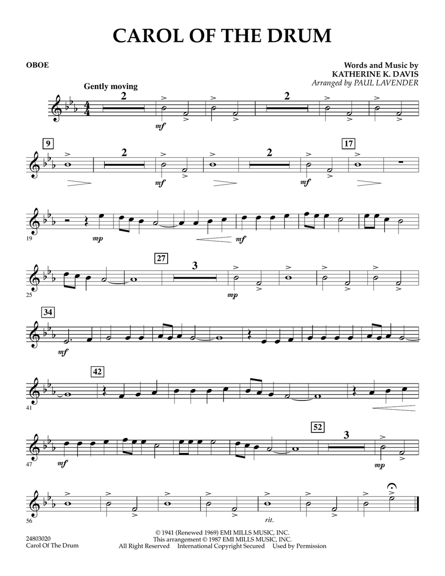 Carol of the Drum - Oboe Concert Band scores gallery preview page 1