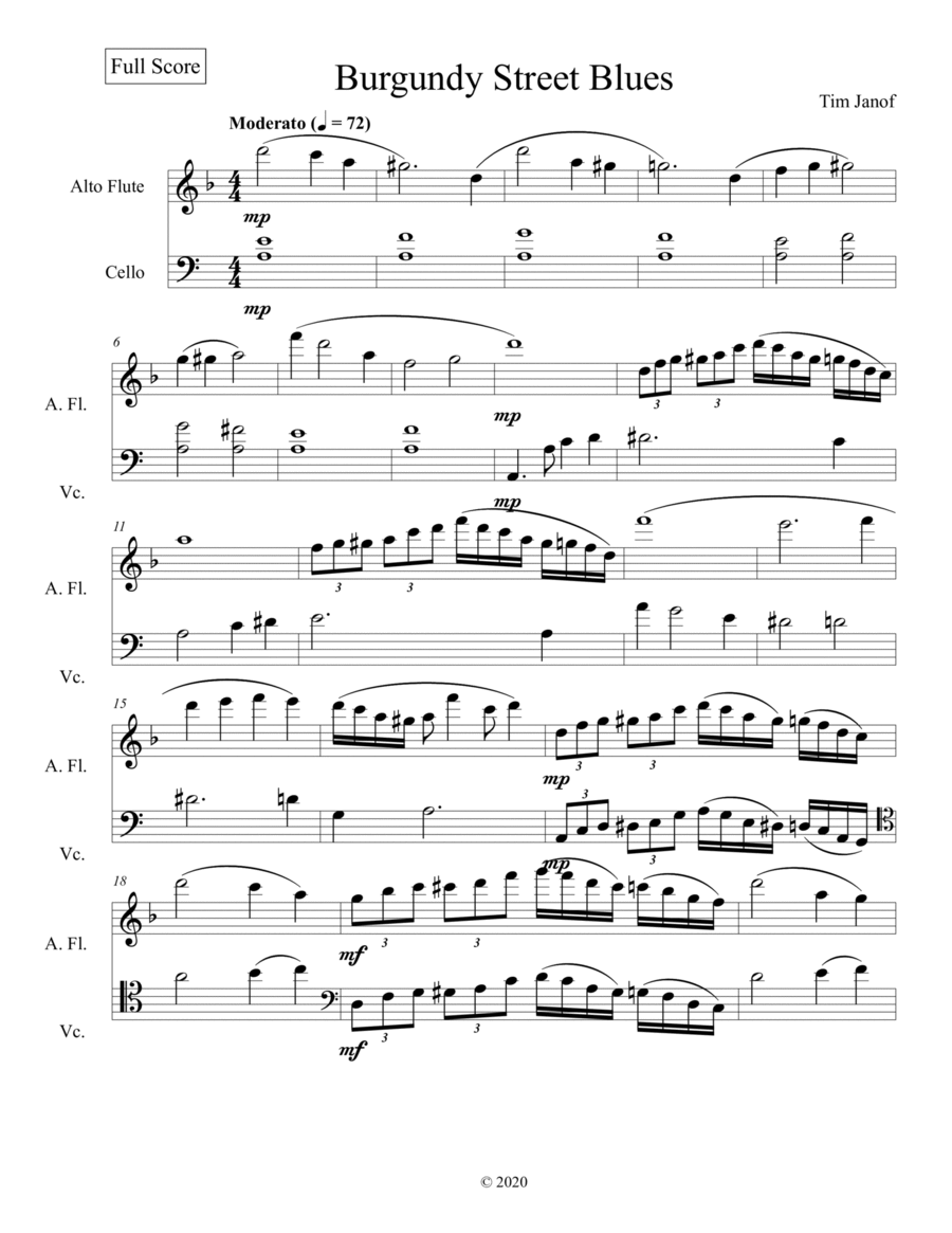 Burgundy Street Blues Burgundy Street Blues Flute scores gallery preview page 1