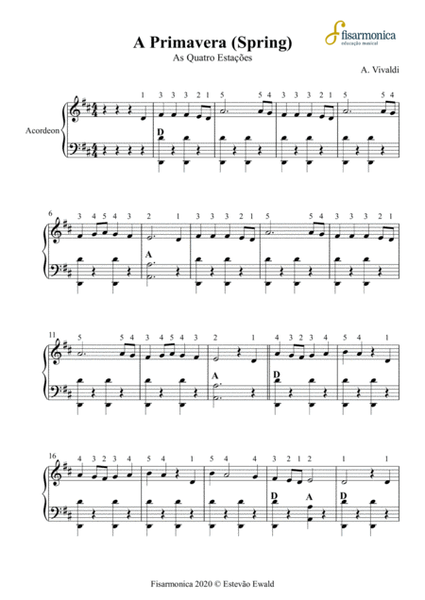 Spring - Vivaldi | Partitura para Acordeon | Sheet Music for Accordion