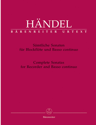 Sämtliche Sonaten für Blockflöte und Basso continuo