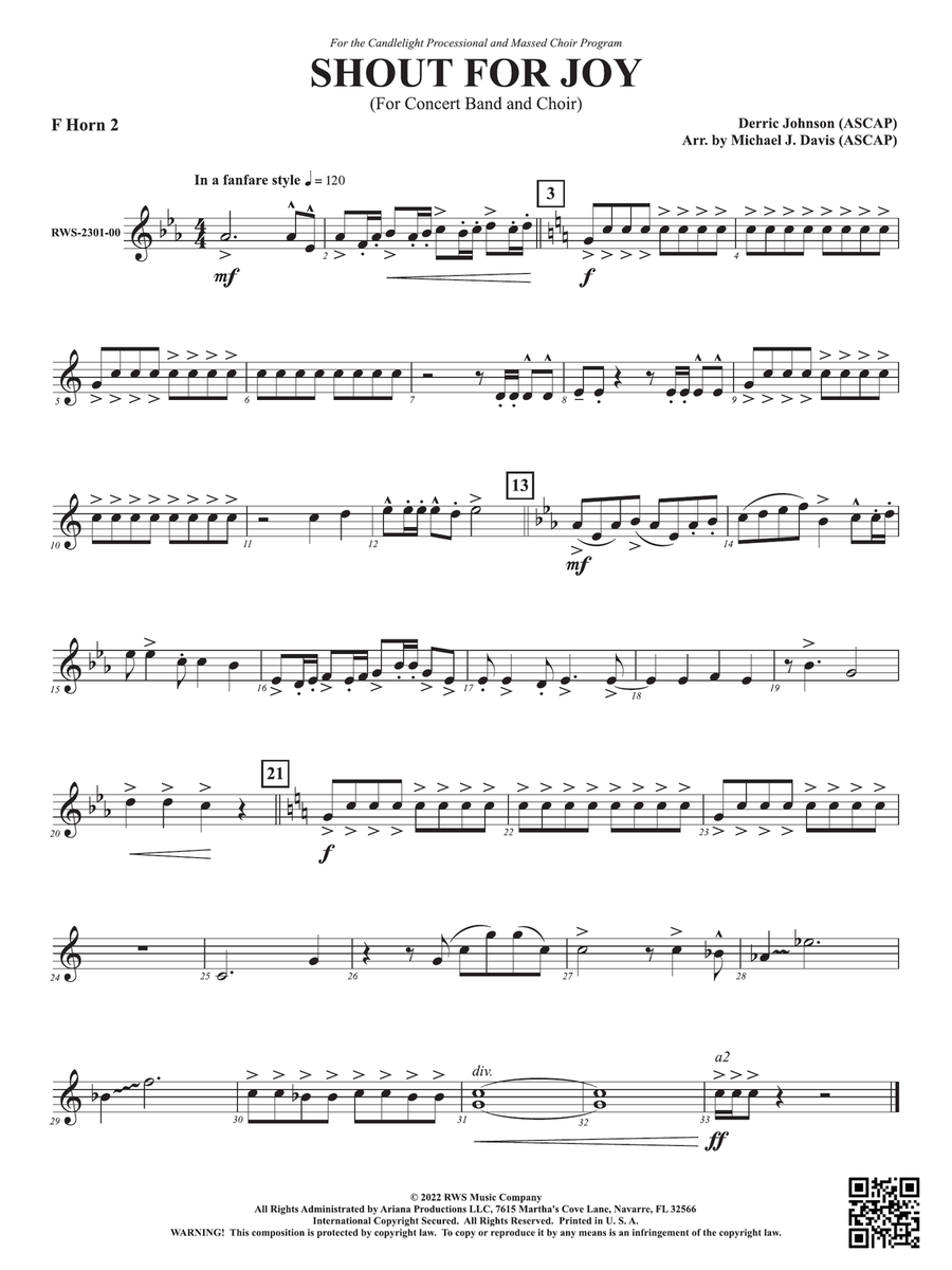 Shout for Joy - For Concert Band and Choir: 2nd F Horn