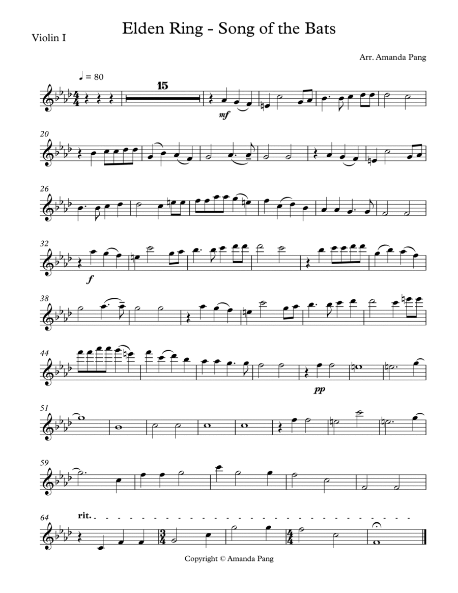 Song of Lament from Elden Ring String Quartet scores gallery preview page 1