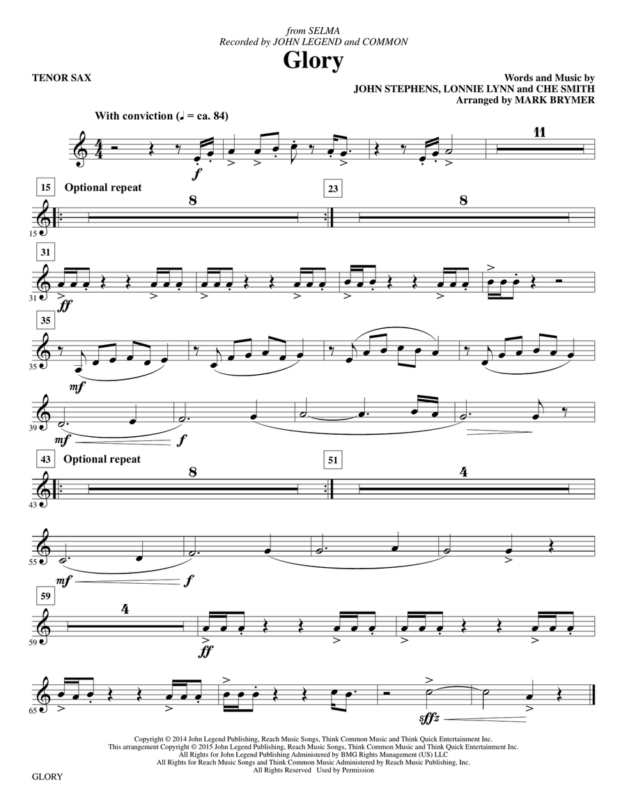 Glory - Tenor Saxophone