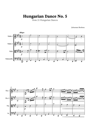 Hungarian Dance No. 5 by Brahms for String Quartet