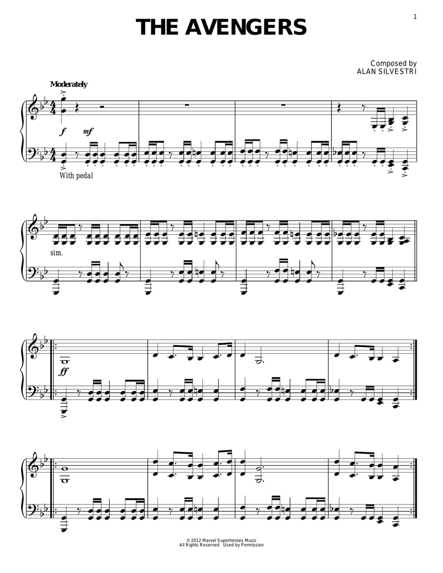 The Avengers The Avengers Piano Solo scores gallery preview page 1