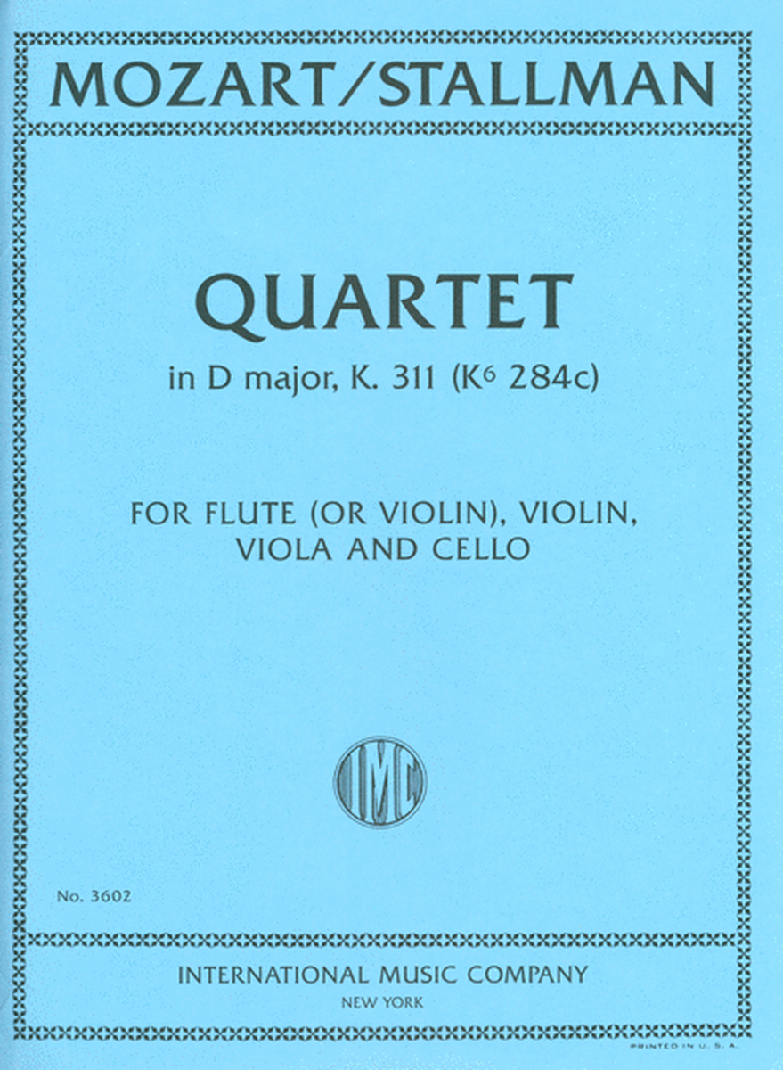 Quartet In D Major, K. 311 (K6 284C) For Flute (Or Violin I), Violin (Ii), Viola And Cello