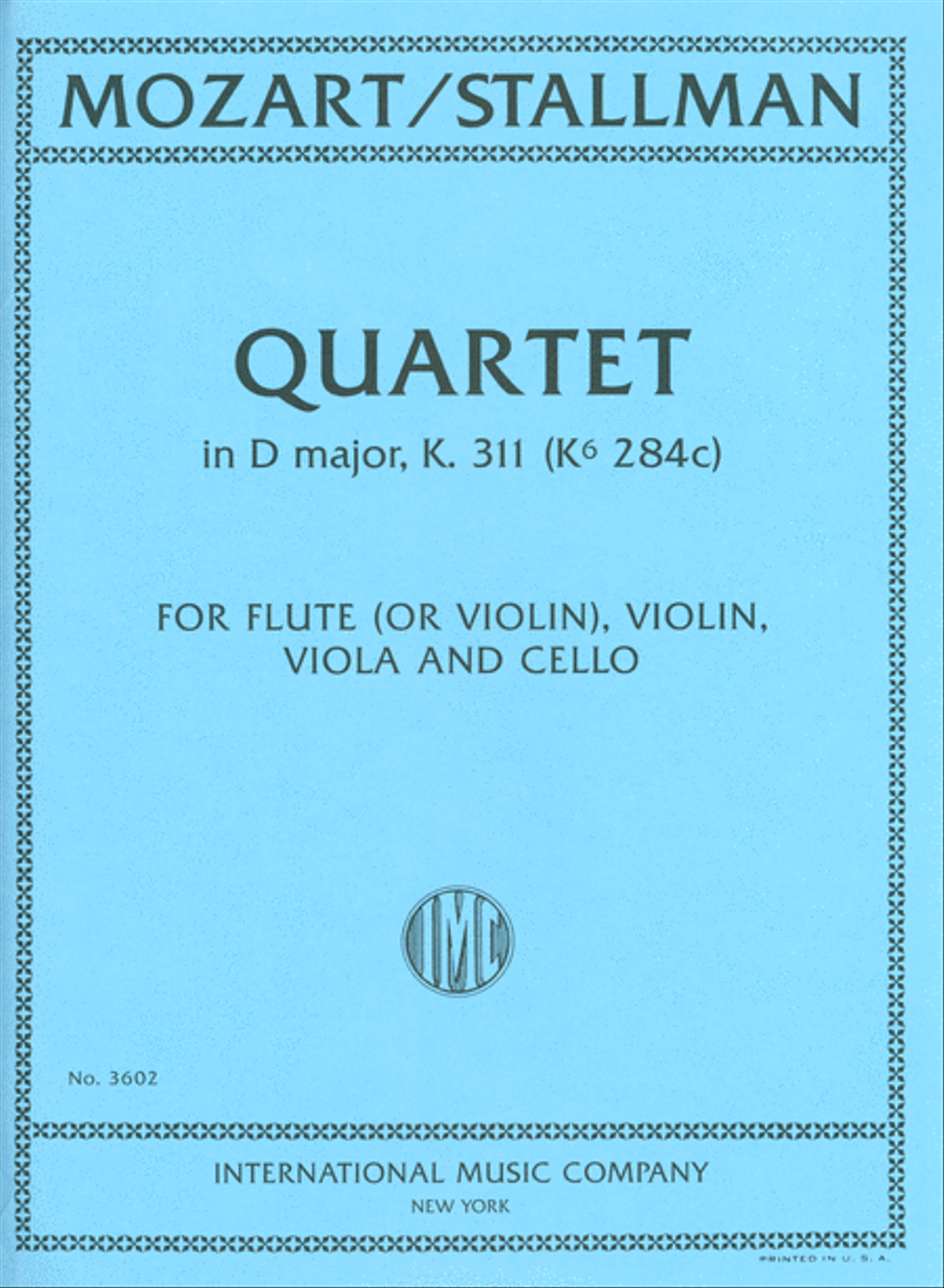 Quartet In D Major, K. 311 (K6 284C) For Flute (Or Violin I), Violin (Ii), Viola And Cello Flute scores gallery preview page 1
