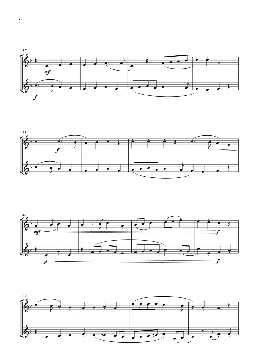 Deck the Halls (for trumpet (Bb) duet, suitable for grades 2-6) Trumpet Duet scores gallery preview page 2