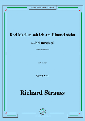 Book cover for Richard Strauss-Drei Masken sah ich am Himmel stehn,in b minor,Op.66 No.4