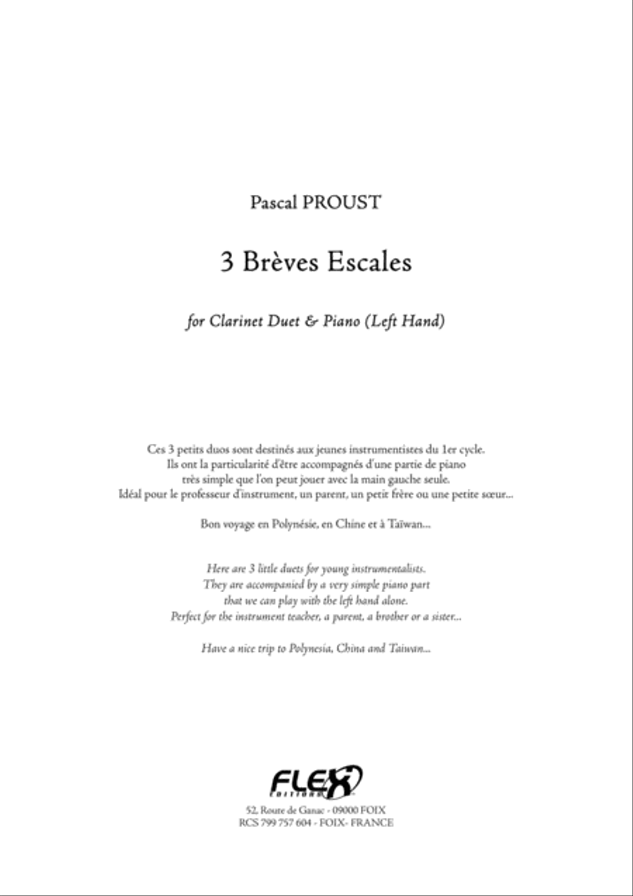 3 Breves Escales B-Flat Clarinet scores gallery preview page 1