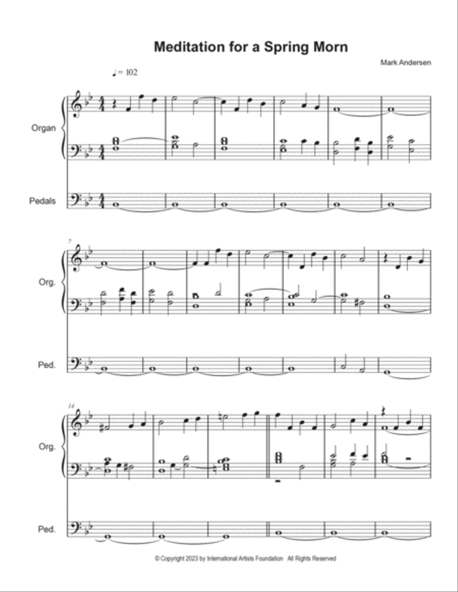 Meditation for a Spring Morn for organ by Mark Andersen Organ Solo scores gallery preview page 2