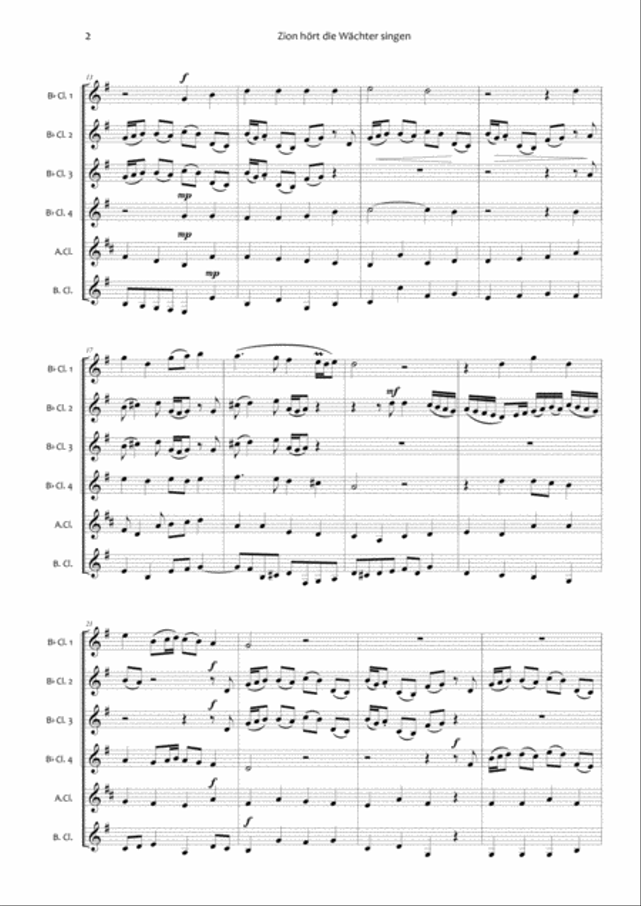 Zion hört die Wächter singen - BWV 140 - Clarinet Choir Chamber Orchestra scores gallery preview page 3