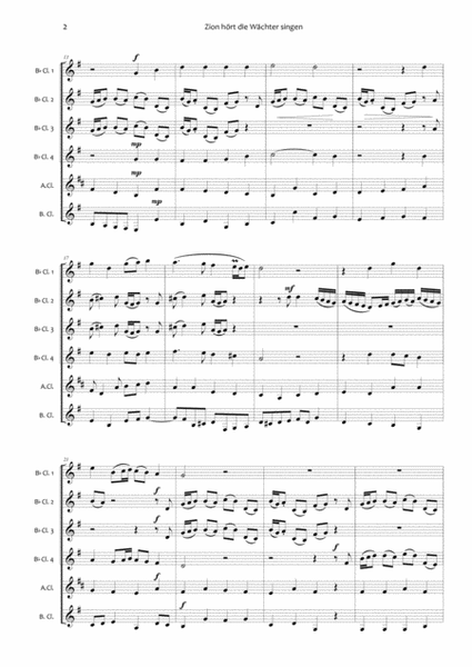 Zion hört die Wächter singen - BWV 140 - Clarinet Choir image number null