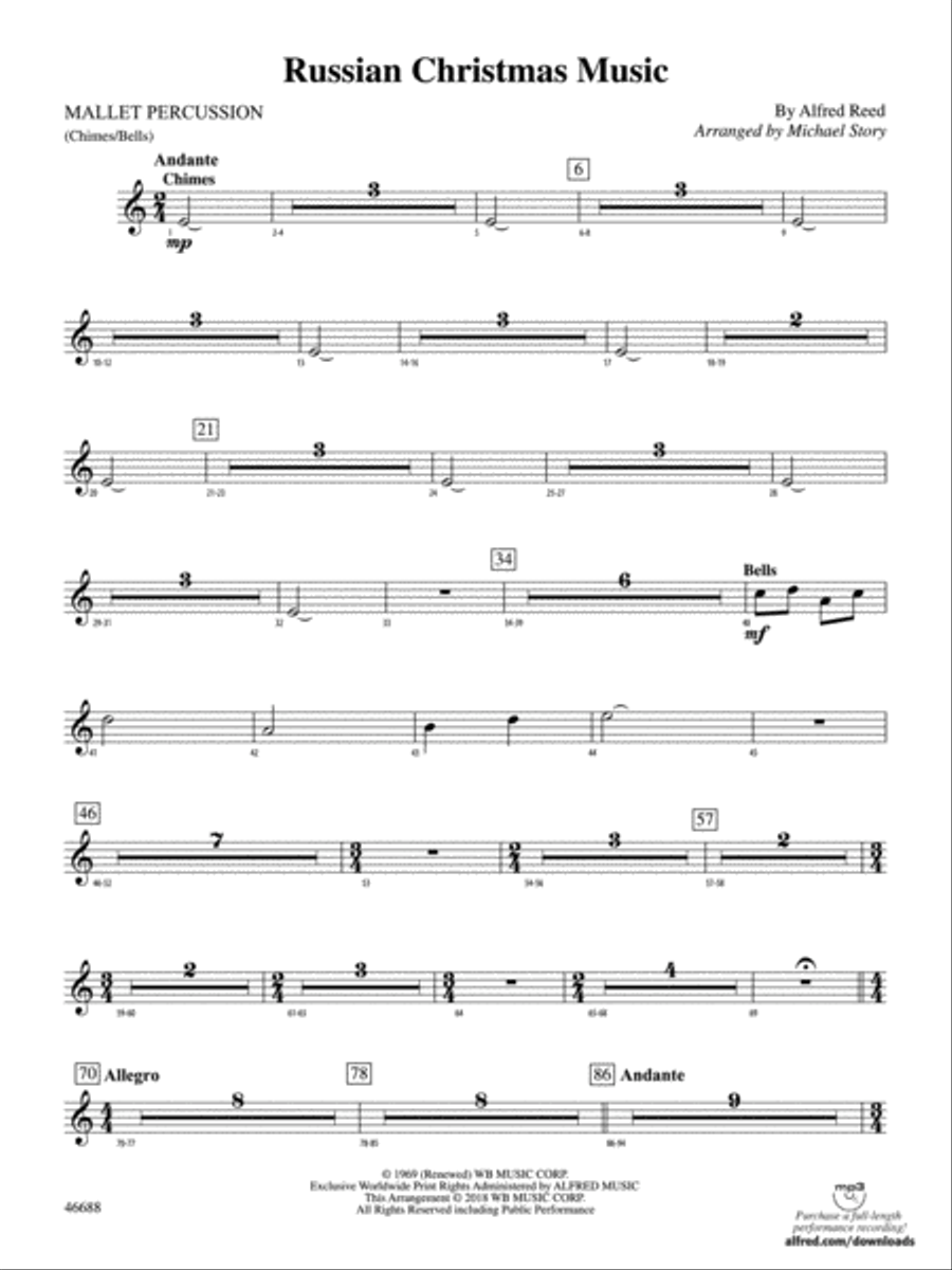 Russian Christmas Music: Mallets Full Orchestra scores gallery preview page 1