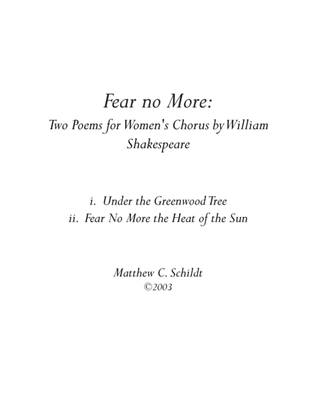 Fear No More: Two Poems for Women's Chorus
