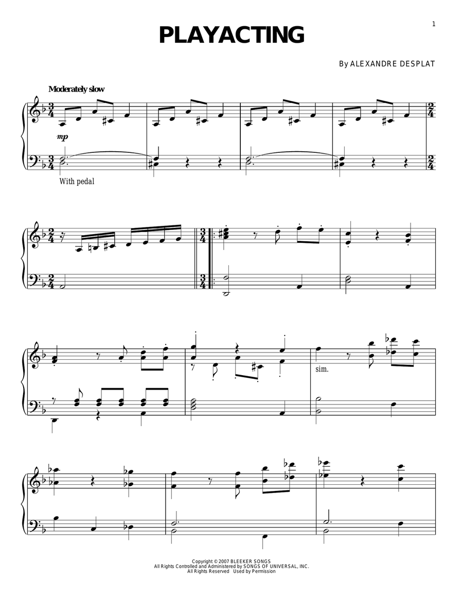 Playacting Piano Solo scores gallery preview page 1