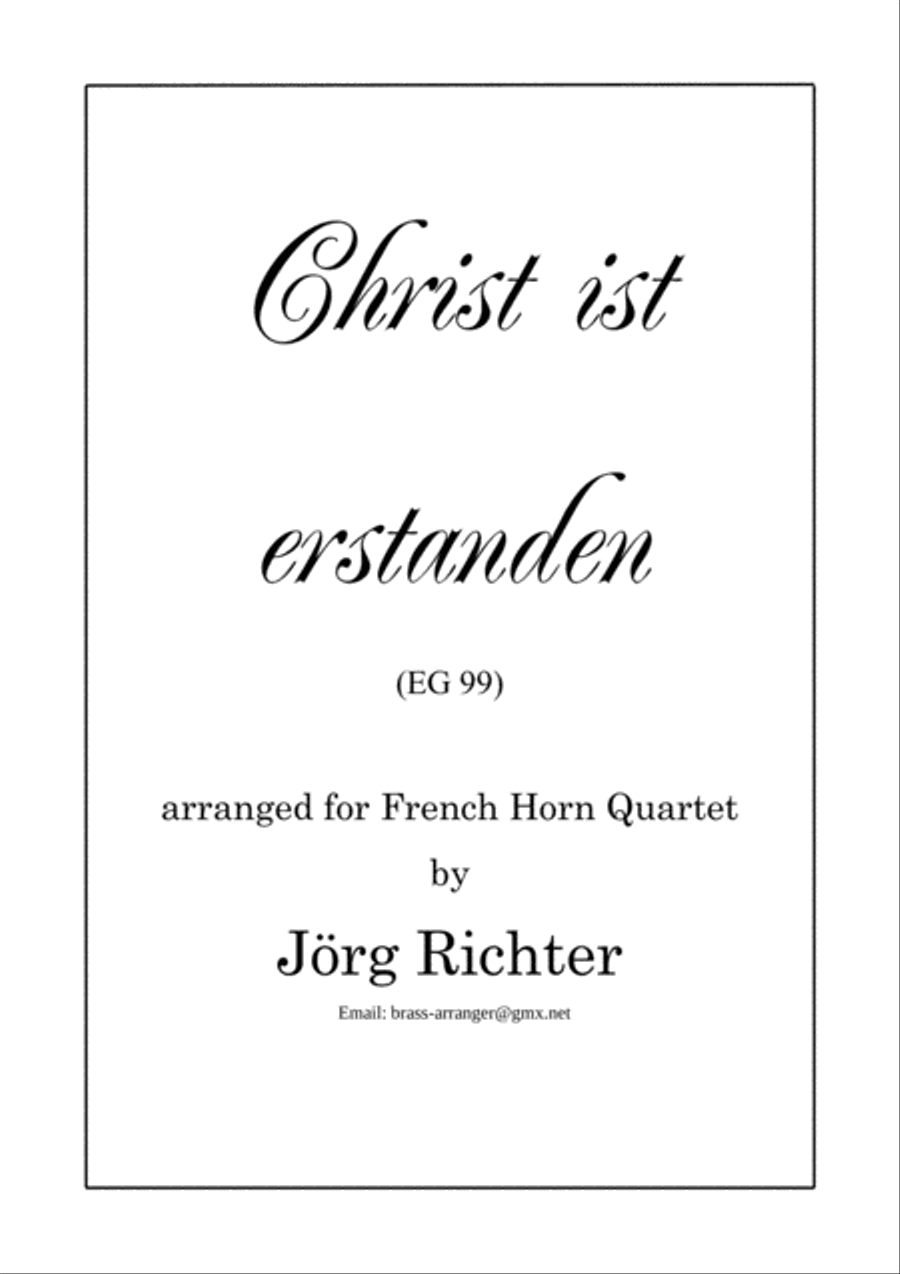 Jesus Christ is risen! (Christ ist erstanden) for French Horn Quartet Brass Quartet scores gallery preview page 1