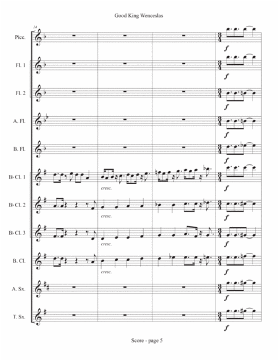 Good King Wenceslas Woodwind Ensemble scores gallery preview page 5