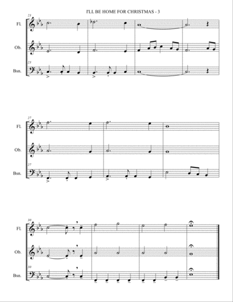 I'll Be Home For Christmas Woodwind Trio scores gallery preview page 4