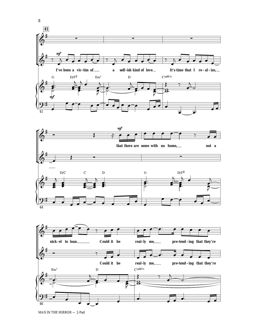 Man In The Mirror (arr. Ed Lojeski) 2-Part scores gallery preview page 6