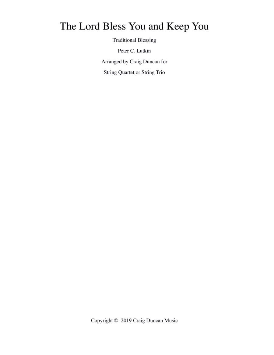 The Lord Bless You and Keep You String Quartet scores gallery preview page 1