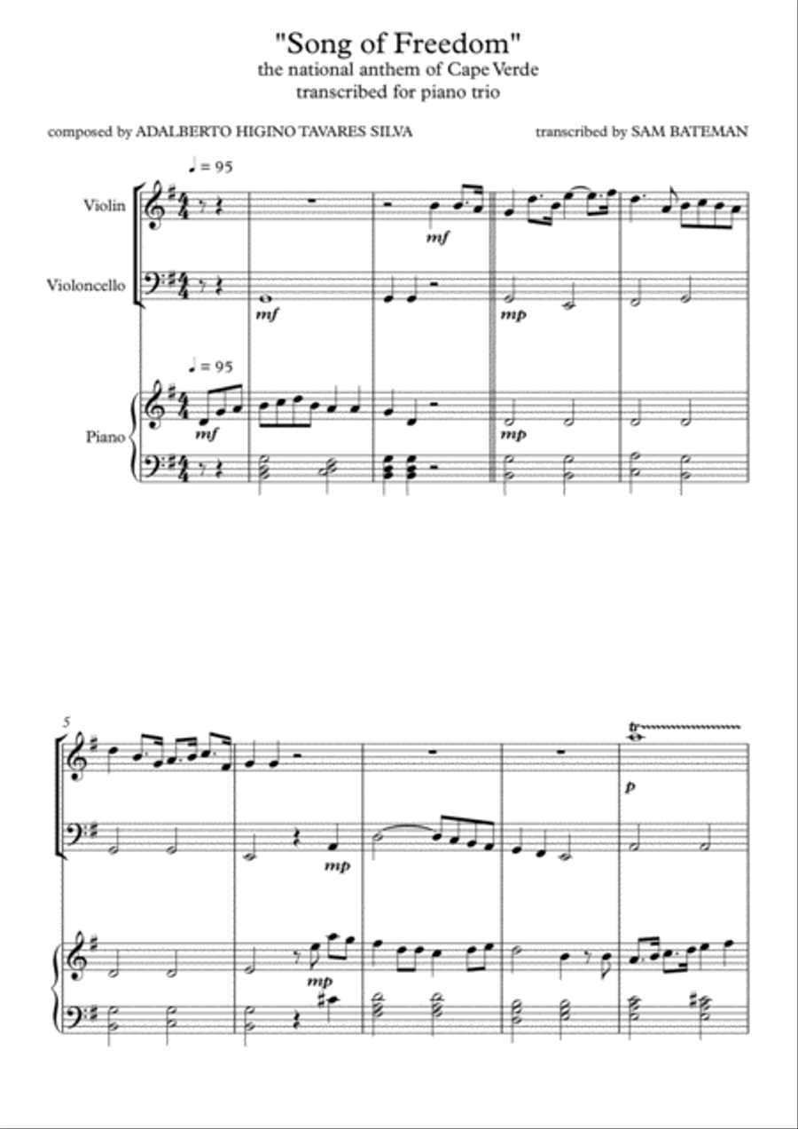 Song of Freedom Piano Trio scores gallery preview page 2