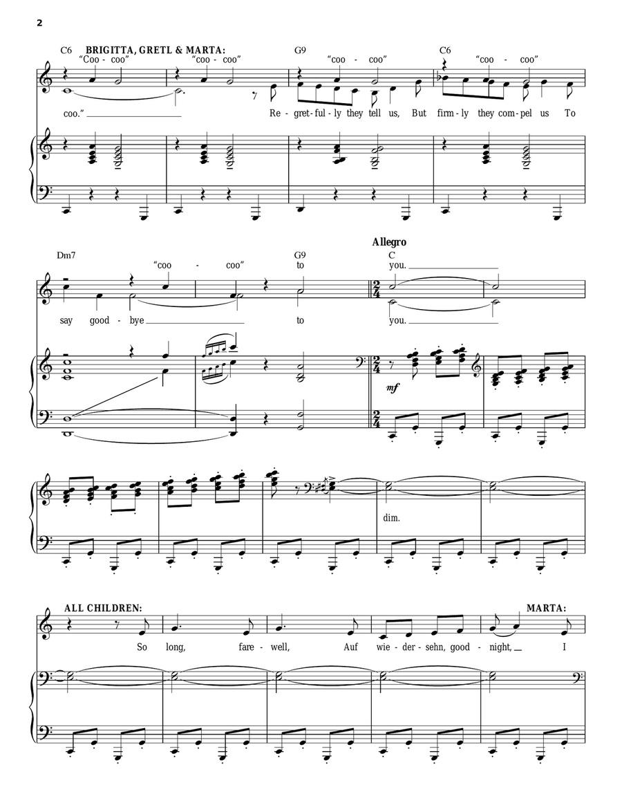 So Long, Farewell So Long, Farewell Piano, Vocal scores gallery preview page 2