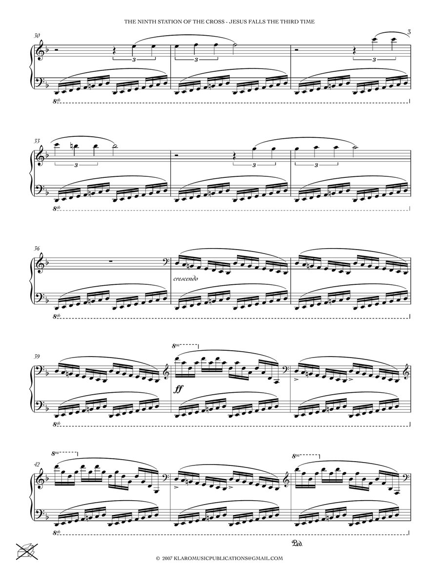 THE NINTH STATION OF THE CROSS - JESUS FALLS THE THIRD TIME Piano Solo scores gallery preview page 3