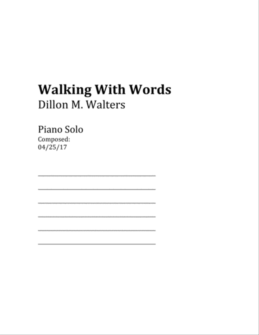 Walking With Words Piano Solo scores gallery preview page 1