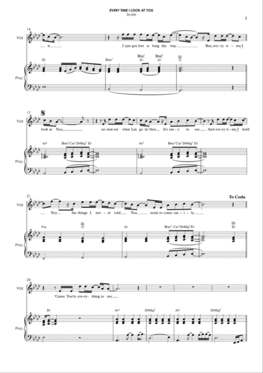 Every Time I Look At You Piano, Vocal, Guitar scores gallery preview page 3