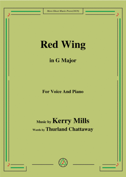 Kerry Mills-Red Wing,in G Major,for Voice&Piano image number null