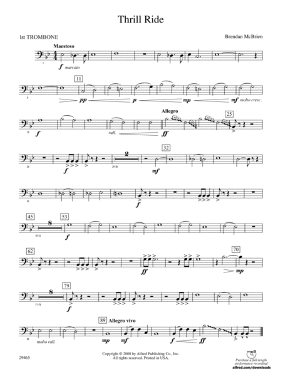 Thrill Ride: 1st Trombone Concert Band scores gallery preview page 1