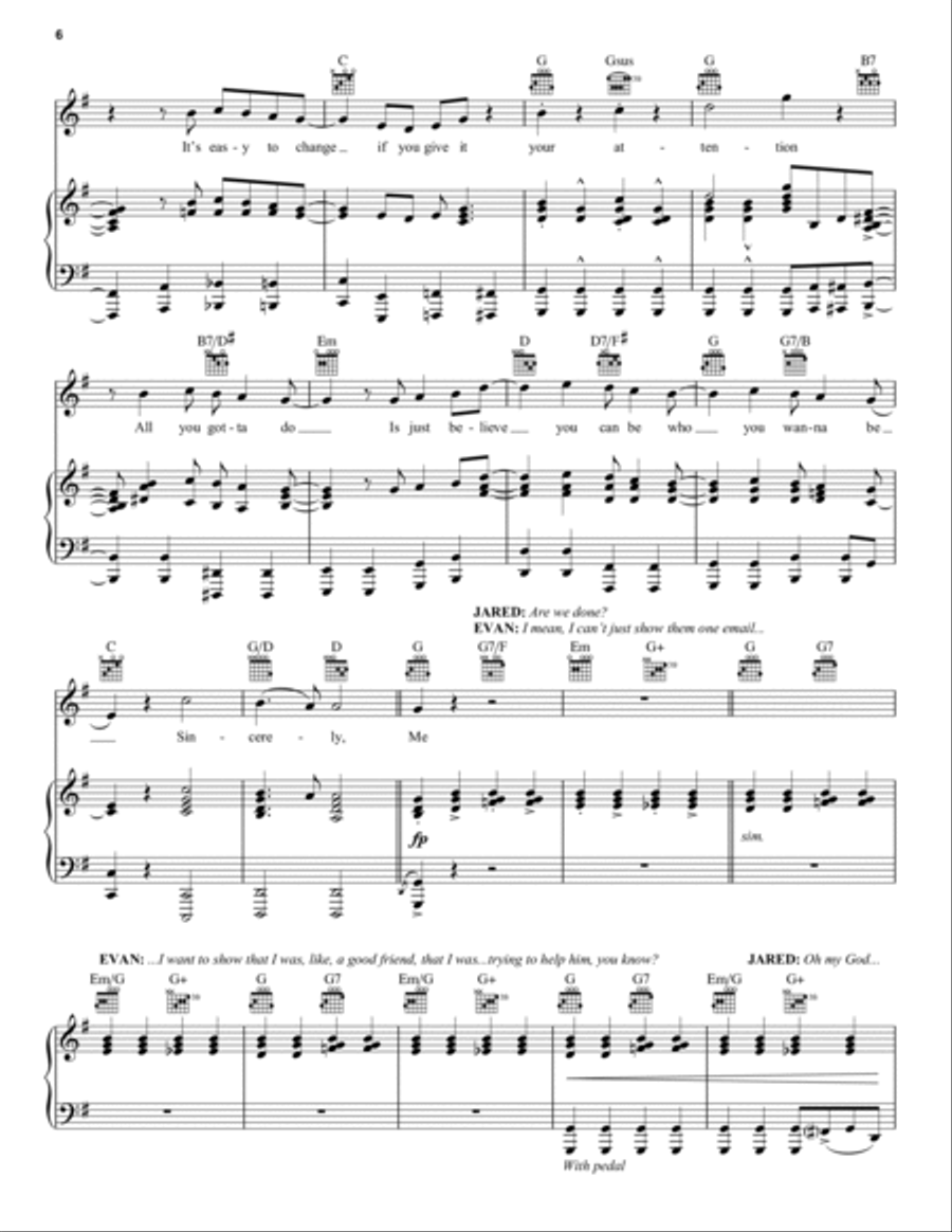Sincerely, Me (from Dear Evan Hansen) Piano, Vocal, Guitar scores gallery preview page 6