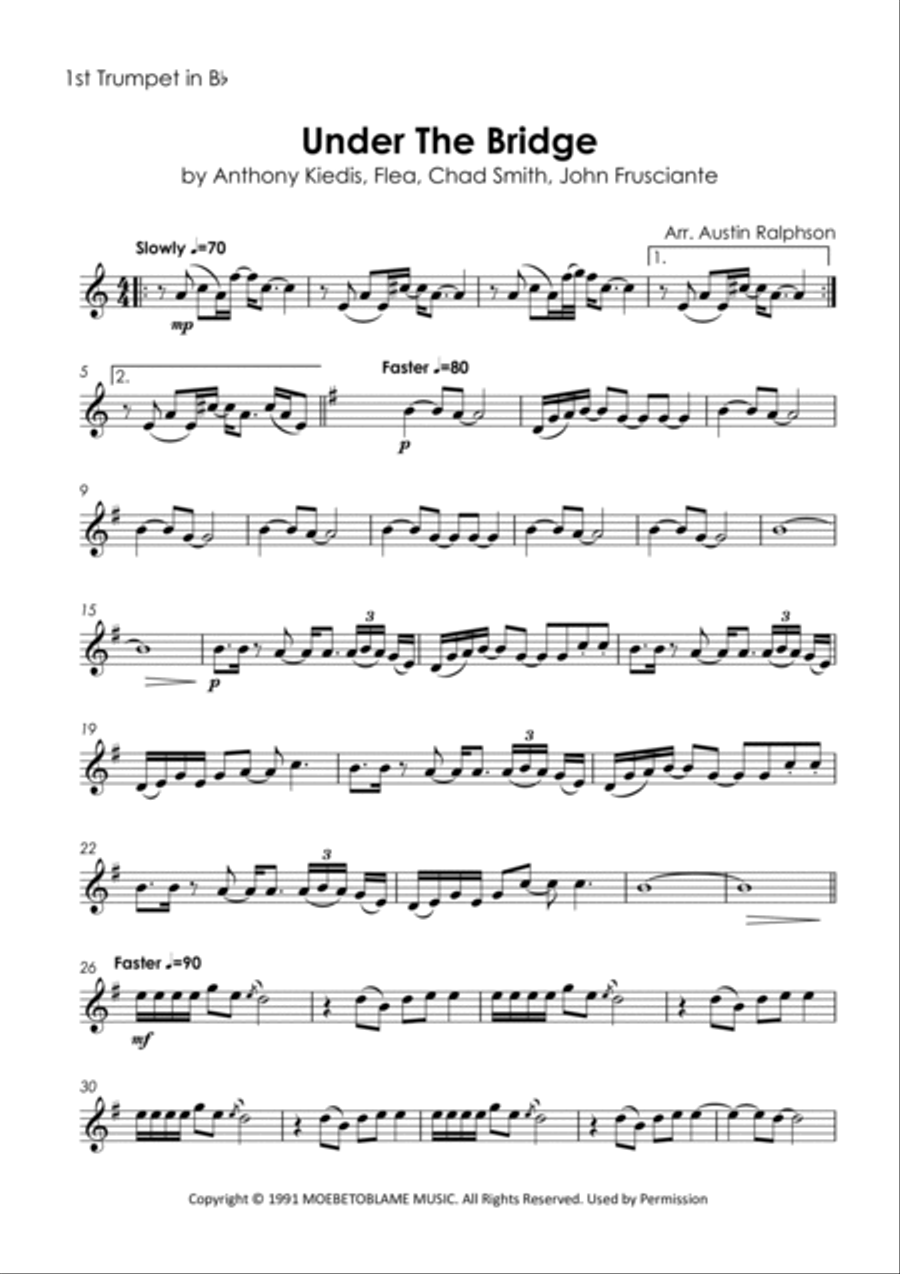 Under The Bridge Horn scores gallery preview page 3